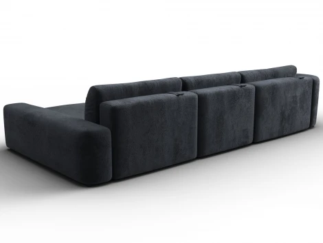 Диван угловой Лига-066 НПБ Лонг угол правый (ЛДСП,Фанера,Брус,Велюр/Темно-серый) Лига Диванов 131229