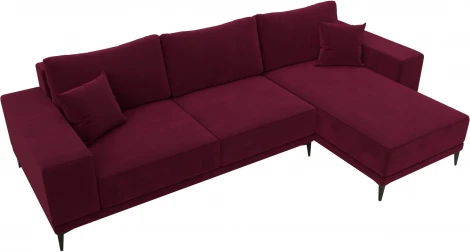 Диван угловой Льюес правый (Бордовый/Микровельвет) Лига Диванов арт.122408