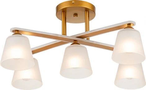 Потолочная люстра на штанге Escada Silva 1101/5PL 5х60Вт E27, металл/стекло, золото