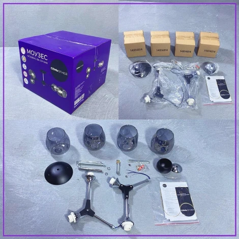 Потолочная люстра на штанге Seven Fires Mouzes SF3328/4C-BK-CR-SMK