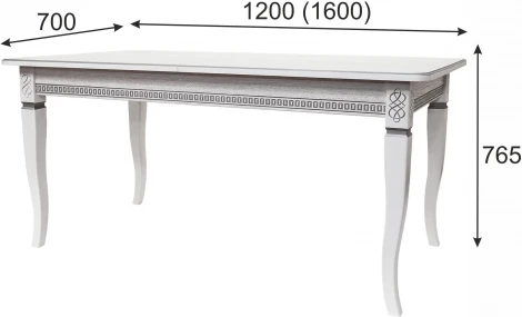 Стол обеденный Фидея 3 белый/серебро 120/160*70 Mebelik арт.005483