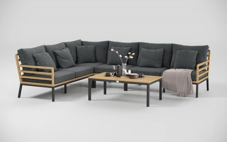 Комплект садовой мебели Patio Calma серая, тик/алюминий Gardenini LPPCLMM.010800.S4