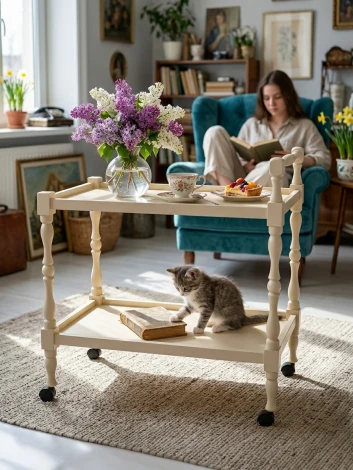 Стол сервировочный Бридж слоновая кость Mebelik 002095