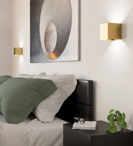 Светодиодный настенный светильник Eglo Valmontone 901091 2X1,5W(LED), алюминий, латунь состаренный, стекло, прозрачный, 3000K