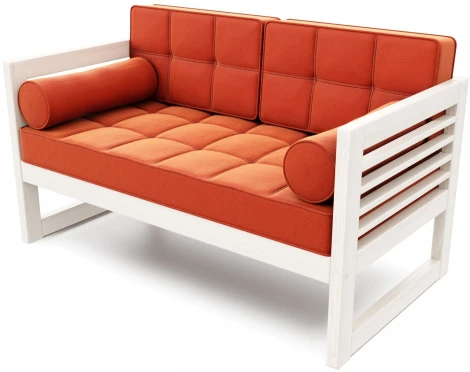 Диван Arsko прямой Сега М беленый дуб велюр оранжевый