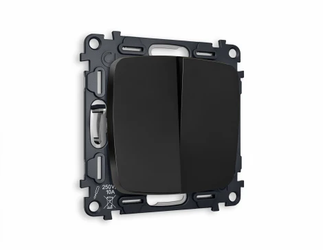 Комплект механизма Ambrella Volt 2-клавишного выключателя OMEGA MO803010 Черный матовый QUANT
