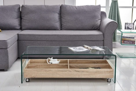 Стол журнальный ESF F-GW606 прозрачный/МДФ,Стекло