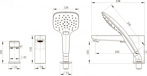 Смеситель Bravat Iguassu F5173218CP-1-RUS на борт ванны