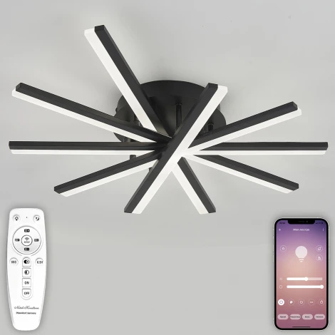 Потолочная люстра Natali Kovaltseva Line LED LAMPS 81174 с пультом ДУ, моб. приложением 120W, черный, LED