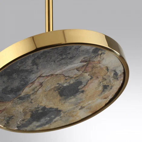 Подвесной светильник Odeon Light Bergi 5079/15L зол./серо-бежевый/металл/натур.камень/акрил с переключ.цветов.темпер. LED 15W 3000К/4000K/6000K (220V, на проводе, круглые)