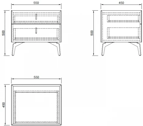 Тумбочка с двумя ящиками светлая 50*43,5*50см Garda Decor арт.77IP-NS817/1