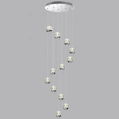 Каскадная люстра Odeon Light Sono 5100/60L хром/прозрачный/акрил LED 60W (12*5W) 4000K (220V, на проводе)