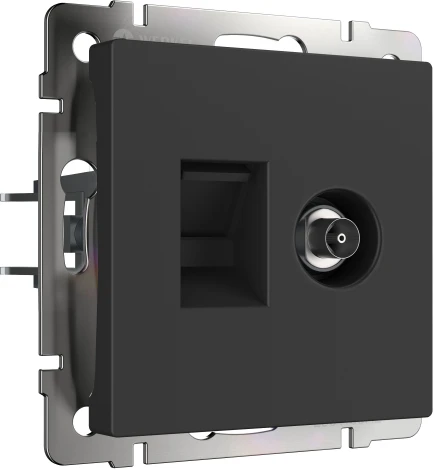 Розетка ТВ+Ethernet RJ-45 6 cat.(черный матовый) Werkel W1181308 (a056112)