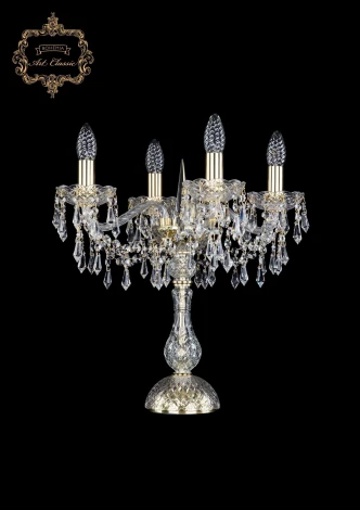 Интерьерная настольная лампа Art Classic 12.23 12.23.4.141-45.Gd.Dr (220V, хрусталь, подвески, подсвечник, свеча)