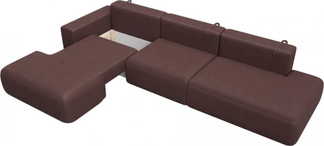 Диван угловой Лига-036 НПБ Модерн Лонг левый угол Лига Диванов (Замша) арт.127759L