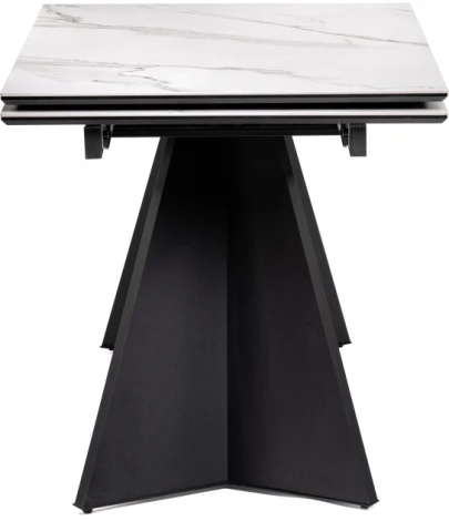 Керамический стол Woodville Ливи 140х80х78 белый мрамор / черный 532400
