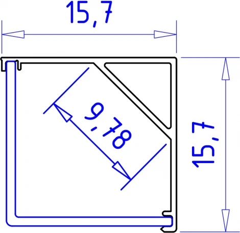 Алюминиевый профиль угловой квадратный для светодиодной ленты до 9,78мм Ambrella Illumination GP2150AL