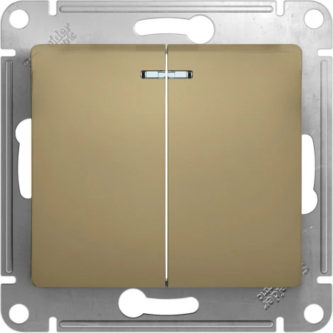 Выключатель встраиваемый двухклавишный с подсветкой (титан) Systeme Electric GSL000453