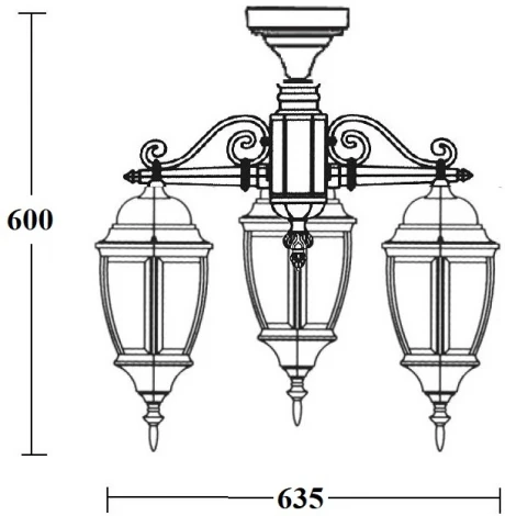 Потолочный светильник уличный Oasis Light ARSENAL L 91270LA/3 Bl (220V, фонарь, IP44)