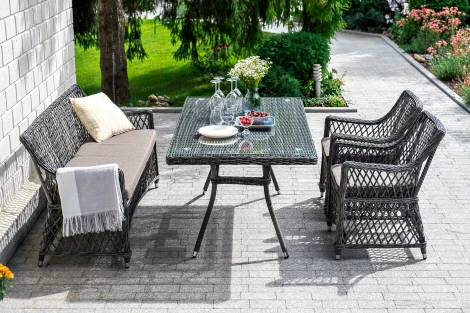 Плетеный стол из искусственного ротанга 160х90см, цвет графит 4SIS Латте YH-T4766G-1 graphite