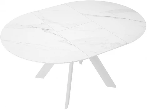 Стол DikLine SKC100 d1000 Керамика Белый мрамор,подстолье белое,опоры белые