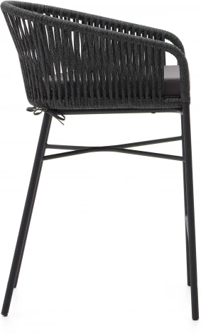 Веревочный полубарный стул Yanet черного цвета 65 см La Forma (ex Julia Grup) арт.114295