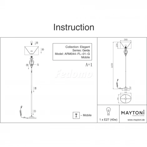 Торшер Maytoni Gerda ARM044-FL-01-G