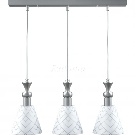 Люстра подвесная Lamp4you, 3 плафона, хром с белым и серым