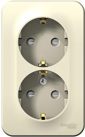 Розетка накладная двойная с заземлением и шторками (молочный) Systeme Electric Blanca BLNRA011202