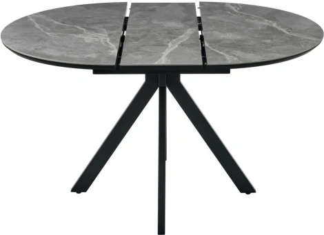 Стол Rudolf круглый раскладной 100-130x100x75см, серый керамогранит, черный Bradex Home арт.RF 0643