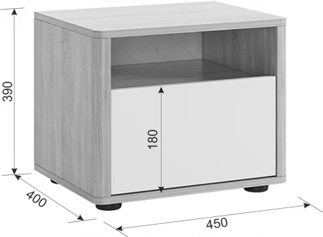 Зара Тумба прикроватная, цвет дуб сонома/белый Mebelson (арт.SMZ-04.1623)
