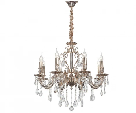 Подвесная люстра Lucia Tucci Barletta 1730.8 coffe gold (220V, хрусталь K10, на цепи, подсвечник, свеча)