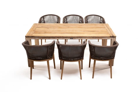 Обеденная группа на 6 персон, стулья Марсель, роуп коричневый 4SIS Мадейра MAD-CM6T1-7-SET brown
