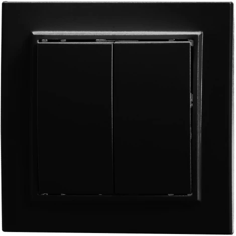 Выключатель двухклавишный (черный) Stekker Эрна 39473