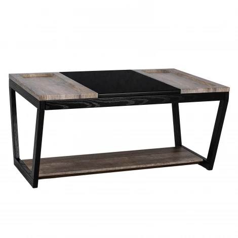 Стол журнальный BeautyStyle 33 дуб крымский состаренный/венге/стекло черное Mebelik 009407