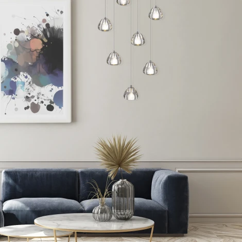 Подвесной светильник ST Luce Waterfall SL6017.101.07 Хром/Прозрачный с пузырьками воздуха LED 7*3W (220V, на проводе)