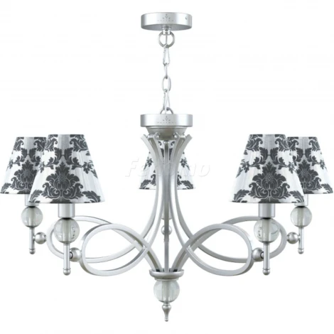 Люстра подвесная Lamp4you, 5 плафонов, хром с прозрачным, белым и черным