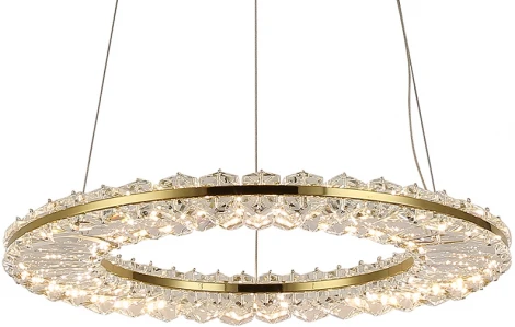 Подвесной светильник Newport 8240 8241/400 gold NEW (LED, 220V, хрусталь, на тросе, кольцо)