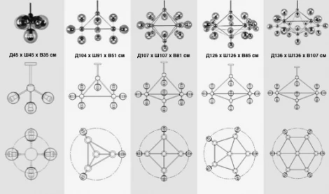 Потолочная люстра на штанге Modo Chandelier White Glass Imperiumloft 40,514 (73451-22) (220V, шарики, молекулы)