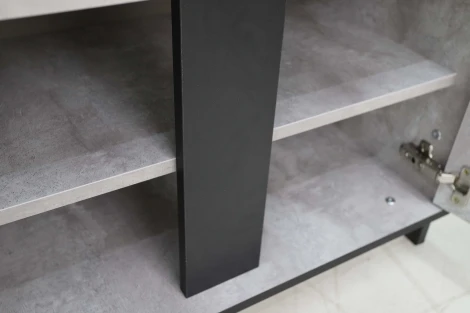 Тумба ТВ Ивару НЕКСТ - 1 Цемент светлый, Черный