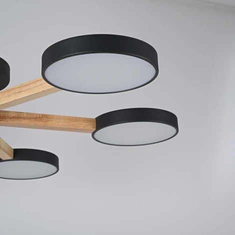 Потолочная люстра Wi-Fi на штанге Turna 6 Black By ImperiumLoft Turna01 (LED, 220V, голосовое управление, умный дом - Алиса)