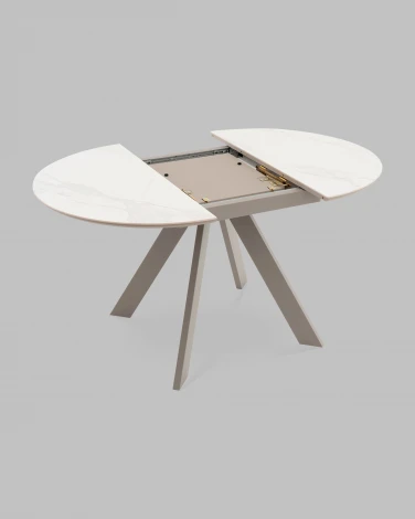 Стол круглый Миндель D100 столешница керамика белый глянец, основание металл латте Stool Group арт.УТ000041590