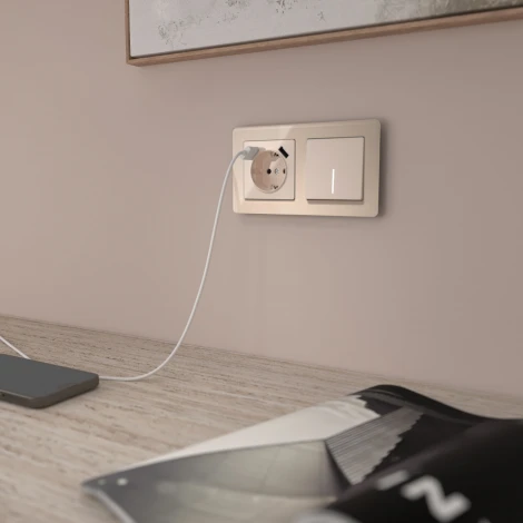 Выключатель одноклавишный с подсветкой (айвори акрил) Werkel W1110143 (a064053)