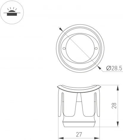Встраиваемый светильник уличный ALT-LODESTAR-HANDRAIL-R27-1.5W Day4000 (SL, 70 deg, 12-24V) (Arlight, IP67 Металл) 052582 (LED)