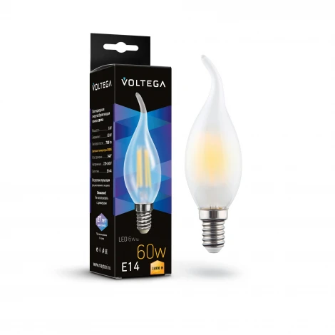 Светодиодная лампа 6W 3000K E14 Voltega Candel wind matt 6W 7210
