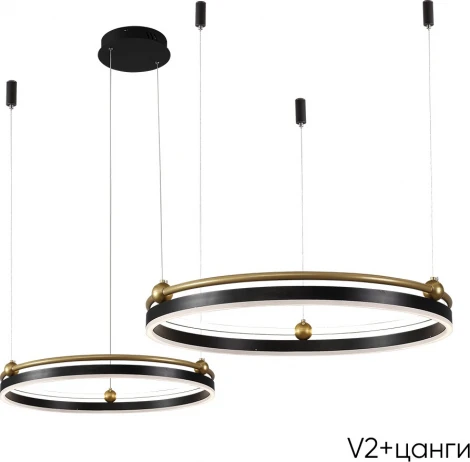 Подвесной светильник светодиодный с пультом Crystal Lux FERNANDO FERNANDO SP123W LED BLACK/GOLD (220V, на тросе)