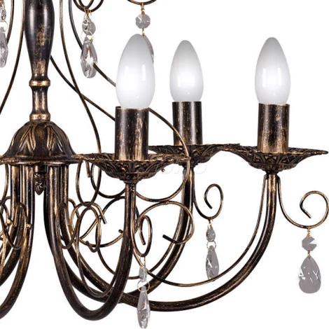 Люстра потолочная Day&Night, 6 ламп, черный с золотом и прозрачным