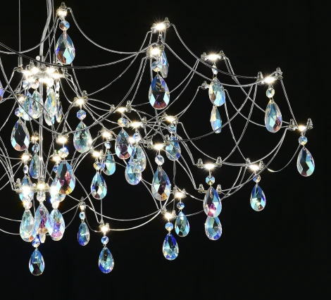 Подвесная люстра светодиодная с пультом и хрустальными подвесками K9 MyFar Ersilia MR2661-60P-50СD