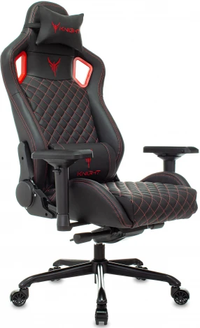 Кресло игровое Knight Titan черный/красный ромбик эко.кожа с подголов. крестовина металл