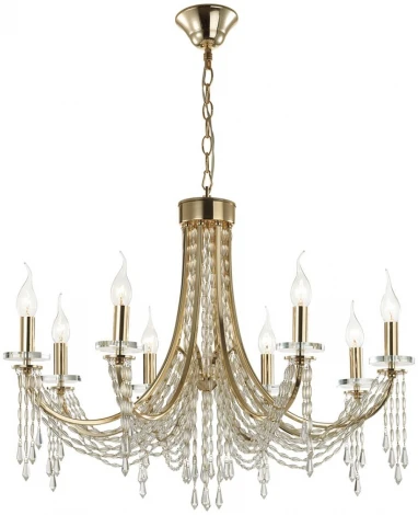 Подвесная люстра Odeon Light Capel 5063/8 золото/прозрачный/металл/хрусталь E14 8*40W (220V, подвески, на цепи, подсвечник, свеча)